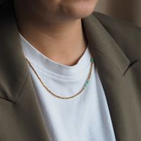 Naszyjnik urodzeniowy maj - szmaragd, złoty hematyt i srebro złocone