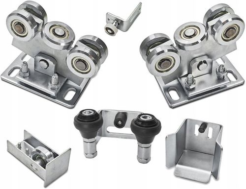 WÓZKI DO BRAMY PRZESUWNEJ 80x80 5 ROLKOWE TRWAŁE ROLKI STALOWE DO 600KG WDB na Arena.pl