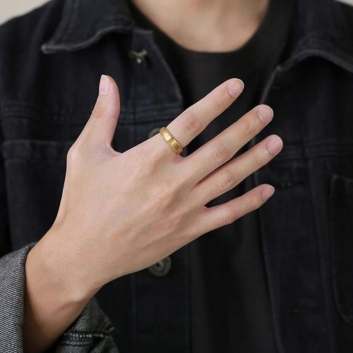 18K ZŁOTA OBRĄCZKA FAZOWANA Z WOLFRAMU MATOWA r.20 na Arena.pl