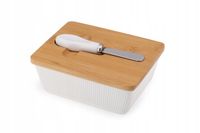 MASELNICA Maselniczka porcelanowa z nożykiem OSBORN biała z bambusem