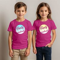 Dziecięca bawełniana koszulka z Twoim nadrukiem - fuksja 12-14