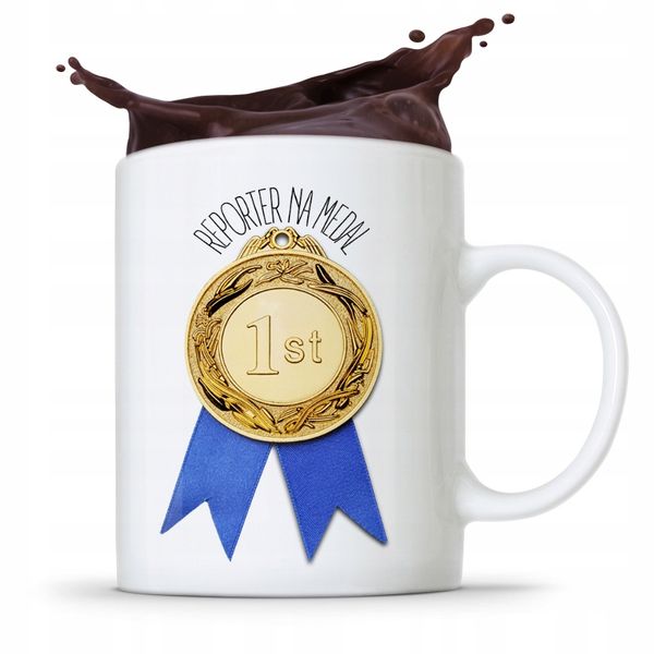 Kubek Dziennikarza Reportera Reporter Na Medal Z Nadrukiem Ze Zdjęciem zdjęcie 1