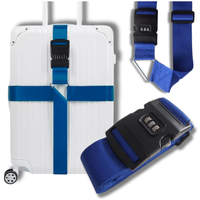 PAS DO WALIZKI ZABEZPIECZAJĄCY SPINAJĄCY BAGAŻ PODWÓJNY Z SZYFREM NIEBIESKI