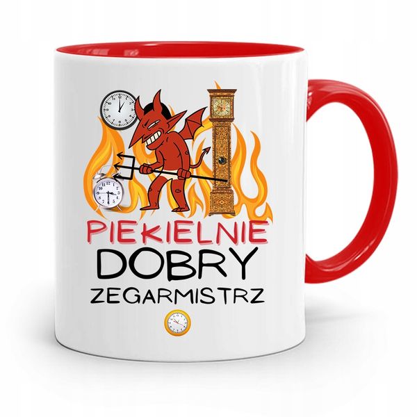 Kubek Czerwony Zegarmistrza Piekielnie Dobry Z Nadrukiem Ze Zdjęciem zdjęcie 1