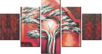 80CM 150CM OBRAZ 5 ELEM SZKARŁATNE DRZEWO ŚCIENNY