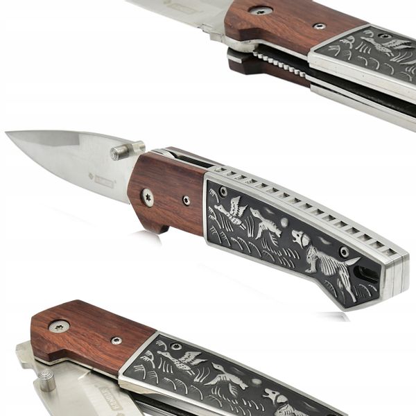 KANDAR Nóż Scyzoryk Myśliwski Składany Zdobiony zdjęcie 1