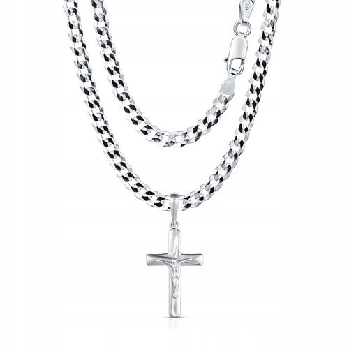 Łańcuszek Męski Srebrny Pancerka 5,00 mm z Krzyżykiem pr 925 Grawer Gratis na Arena.pl