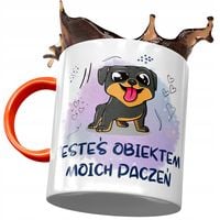 Kubek Pomarańczowy Z Pieskiem Psem Słodki Prezent Z Nadrukiem Ze Zdjęciem