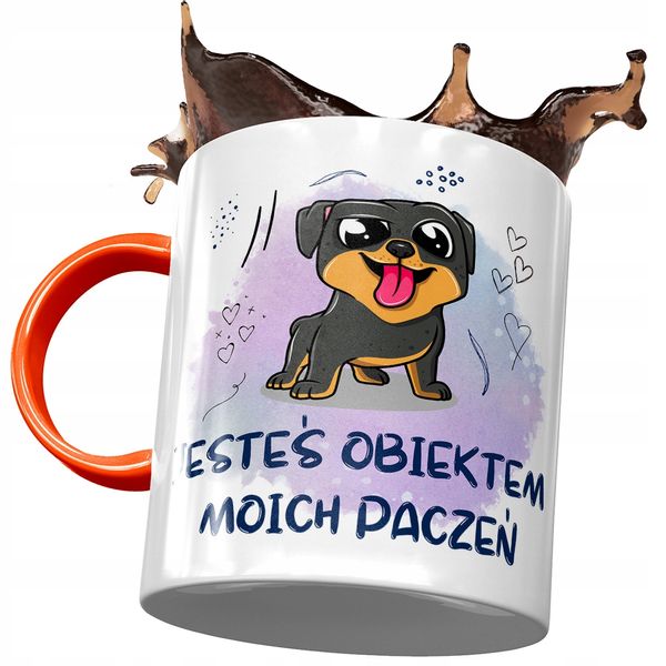 Kubek Pomarańczowy Z Pieskiem Psem Słodki Prezent Z Nadrukiem Ze Zdjęciem zdjęcie 1