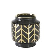 Wazon dekoracyjny z dolomitu ze złotym wzorem EMERA 12x13 czarny x2