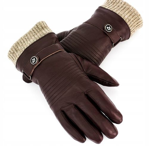 Reverse Rękawiczki REVERSE Skórzane MĘSKIE Brązowe ze SCIĄGACZEM roz. L na Arena.pl