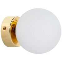 Kinkiet LAMPA ścienna MIJA 20764105 Kaspa modernistyczna OPRAWA szklana kula ball złote biała