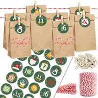 KALENDARZ ADWENTOWY ekologiczny PAPIEROWE TOREBKI KLAMERKI DUŻY ZESTAW
