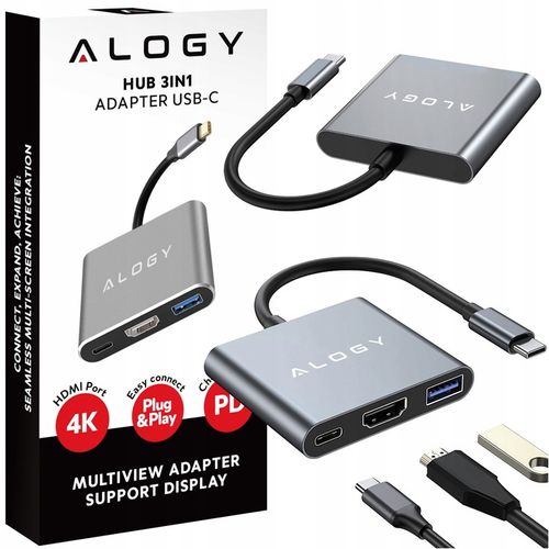 Adapter Przejściówka ALOGY 3w1 MHL HUB USB C HDMI PD do MacBook Samsung na Arena.pl