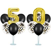 Zestaw balonów na stojaku 50 urodziny, czarno-złoty