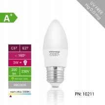 Whitenergy Żarówka LED C37 E27 3W 230V na Arena.pl