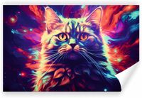 Fototapeta PREMIUM STRUKTURA ZMYWALANA POD WYMIAR kolorowy obraz kota