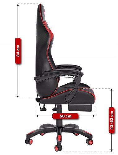 FOTEL GAMINGOWY CYBER CHAIRS X-POWER RED - BIUROWY na Arena.pl