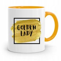 Kubek Żółty Prezent Dla Dziewczyny Golden Lady Z Nadrukiem Ze Zdjęciem