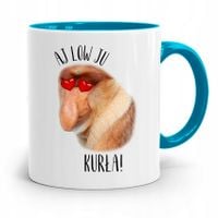 Kubek Błękitny Nosacz Janusz Aj Low Ju Kurła! Z Nadrukiem Ze Zdjęciem