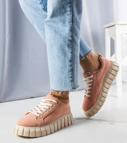 Różowe sneakersy na platformie Pamela 39 na Arena.pl