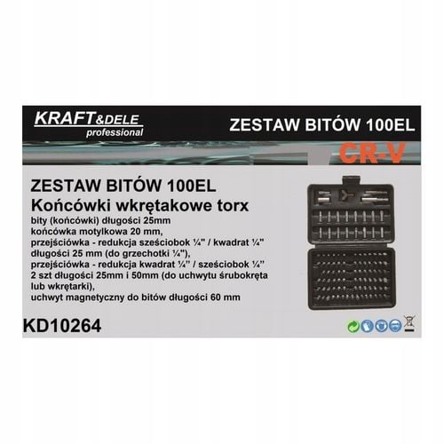 Zestaw bitów końcówek torx 100 elememntów KD10264 na Arena.pl