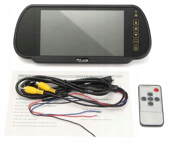 Monitor 7" LCD w lusterku do kamery cofania zdjęcie 13