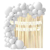 Zestaw dekoracji Komunia Święta girlanda ścianka balonowa, biały złoty