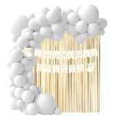 Zestaw dekoracji Komunia Święta girlanda ścianka balonowa, biały złoty