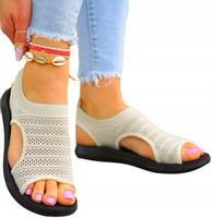 Beżowe Sportowe Sandały Na Grubej Podeszwie Comfort 39