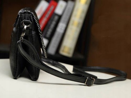 Torebka Damska CZARNA Kopertówka Łańcuch na Ramię Pasek EKO Skóra Krokodyla na Arena.pl