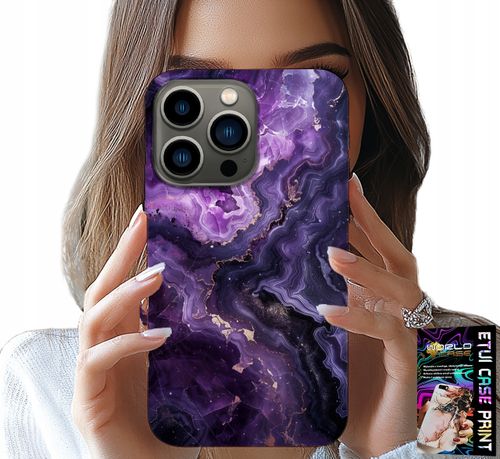 ETUI DO IPHONE 15 PRO MAX - FIOLETOWY MARMUREK MODNE KOBIECE + SZKŁO na Arena.pl