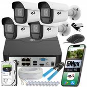 ZESTAW KAMER DO MONITORINGU 5MPX IP POE 4 KAMERY ZEWNĘTRZNE 1TB