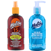 Malibu Olejek Brązujący Z Kokosem SPF15 200ml + Żel Po Opalaniu 200ml