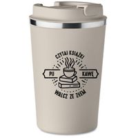 Kubek Termiczny Premium z Nadrukiem PIJ KAWĘ CZYTAJ KSIĄŻKI 350 ml KT_078