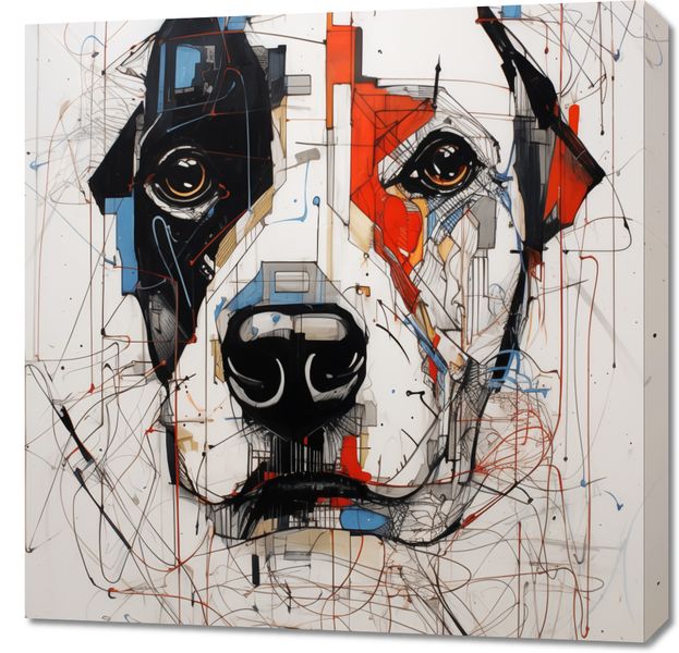 Obraz 70x70cm Przyrysowany Psiak zdjęcie 1