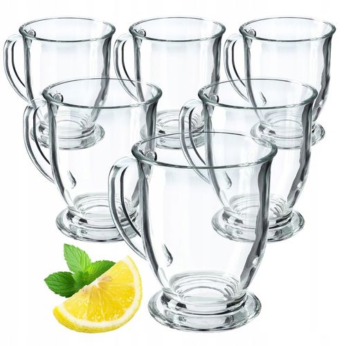 SZKLANKI DO HERBATY KAWY 460ml ZIMOWEJ KUBKI Z UCHEM ZESTAW SZKLANEK 6 szt na Arena.pl