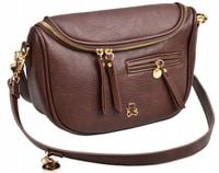 LuluCastagnette TOREBKA damska LISTONOSZKA MIŚ casual 2 paski CZEKOLADA