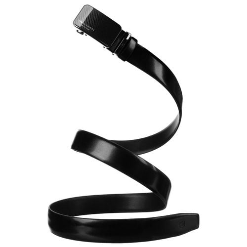 skórzany pasek męski w czarnym kolorze z automatyczną, srebrną klamrą na Arena.pl