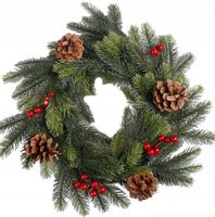 WIANEK STROIK ŚWIERKOWY NA DRZWI Z SZYSZKAMI I JARZĘBINĄ DUŻY 50cm