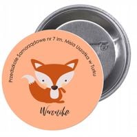 Przypinki buttony PRZEDSZKOLE lis-twój tekst