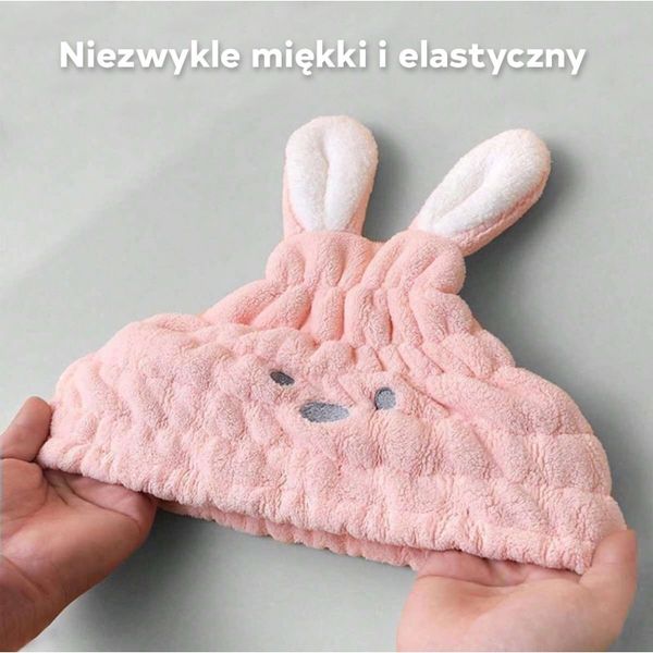 Ręcznik Turban Na Włosy Szybkoschnący - Niebieski Króliczek Rec55Wz2 zdjęcie 3