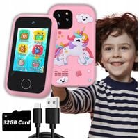 DZIECIĘCY TELEFON ZABAWOWY SMARTFON Z APARATEM KAMERA I GRY POLSKIE MENU