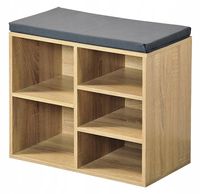 PÓŁKA NA BUTY Z SIEDZISKIEM jasny dąb regał szafka z półkami 48x52x29,5cm