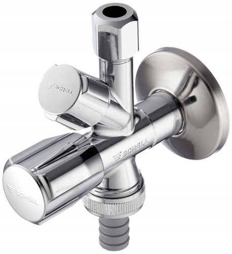 ZAWÓR KĄTOWY KOMBINOWANY 1/2"x3/4"x3/8 ZMYWARKA PRALKA KRAN BATERIA SCHELL na Arena.pl