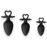 Power Escorts - Heart Plug Anal Starter 3-Pack - S, M & L - Black