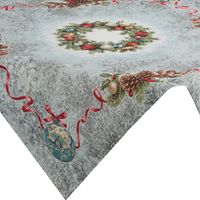 Obrus dekoracyjny nakładka gobelin 100x100 popiel czerwony święteczny