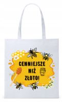Dla Pszczelarza Na Prezent Torba Eco Biała Shopper Z Nadrukiem Ze Zdjęciem