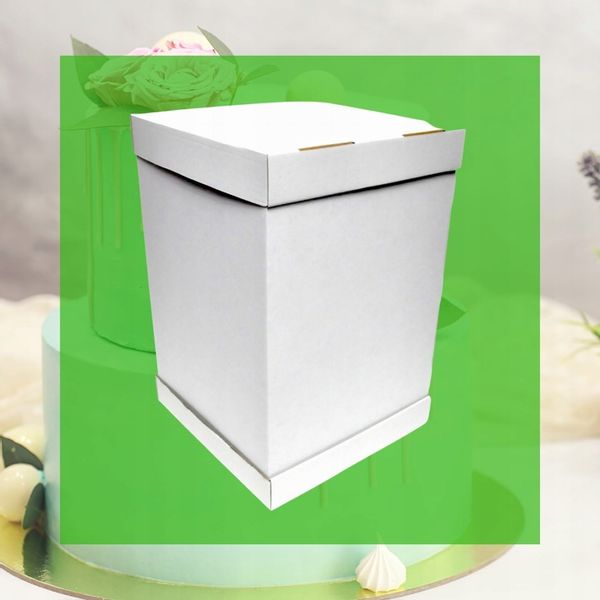 PUDEŁKO NA TORT PIĘTROWY 36x36x45 cm BIAŁE MOCNY GRUBY KARTON OPAKOWANIE zdjęcie 2