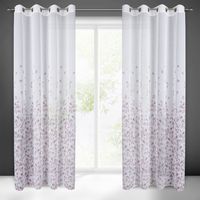 Zasłona gotowa na przelotkach NOEMI 140x250 Eurofirany biała w różowe liście